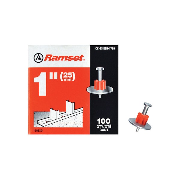 Ramset Ramset 0.3 in. D X 1 in. L Steel Round Head Drive Pin with Washer 100 pk 00797 - main